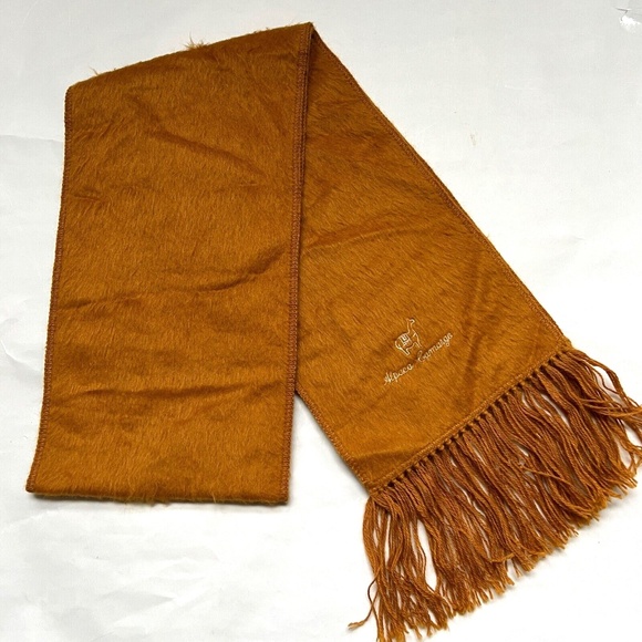 Alpaca Camargo Scarf Solid Golden Rectangle Fluffy Soft 8 1/2"  x  67 " Peru - Picture 1 of 5